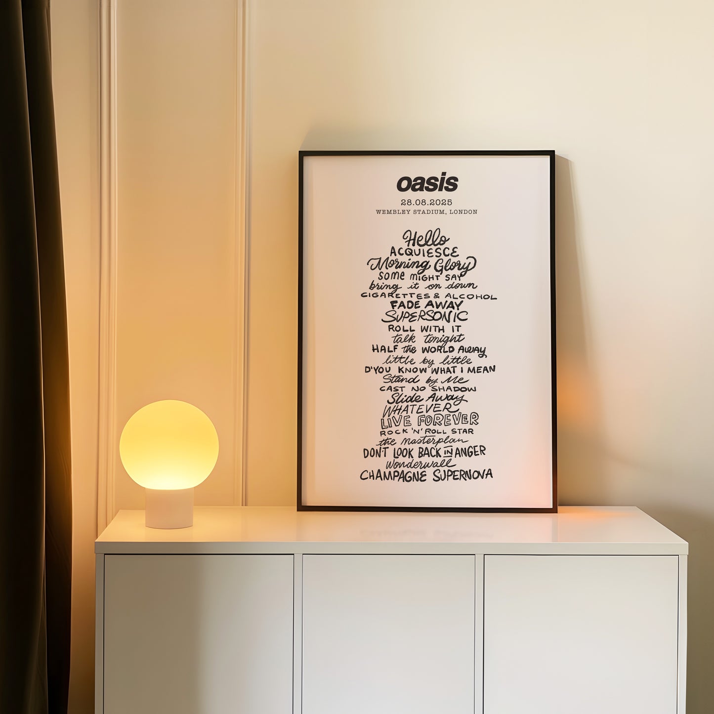 Oasis 2025 - Hand Drawn Set List (all dates)