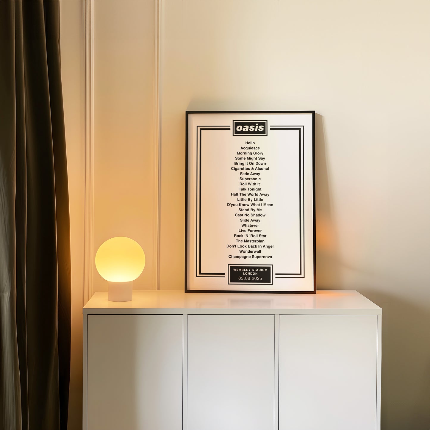 Oasis 2025 - Set List with border (all dates)