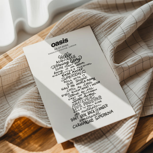 Oasis 2025 - Hand Drawn Set List (all dates)