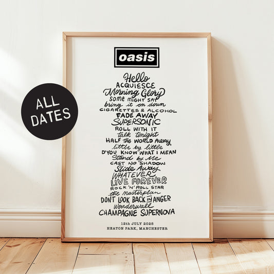 Oasis 2025 - Set List (all dates)