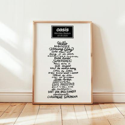 Oasis 2025 - Setlist (all Dates)