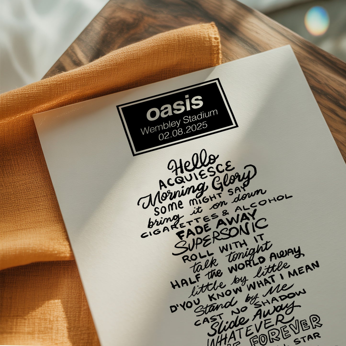 Oasis 2025 - Setlist (all Dates)