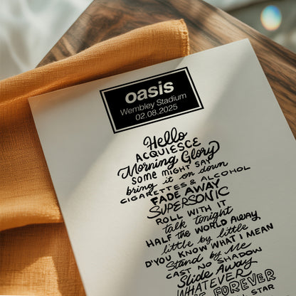 Oasis 2025 - Setlist (all Dates)